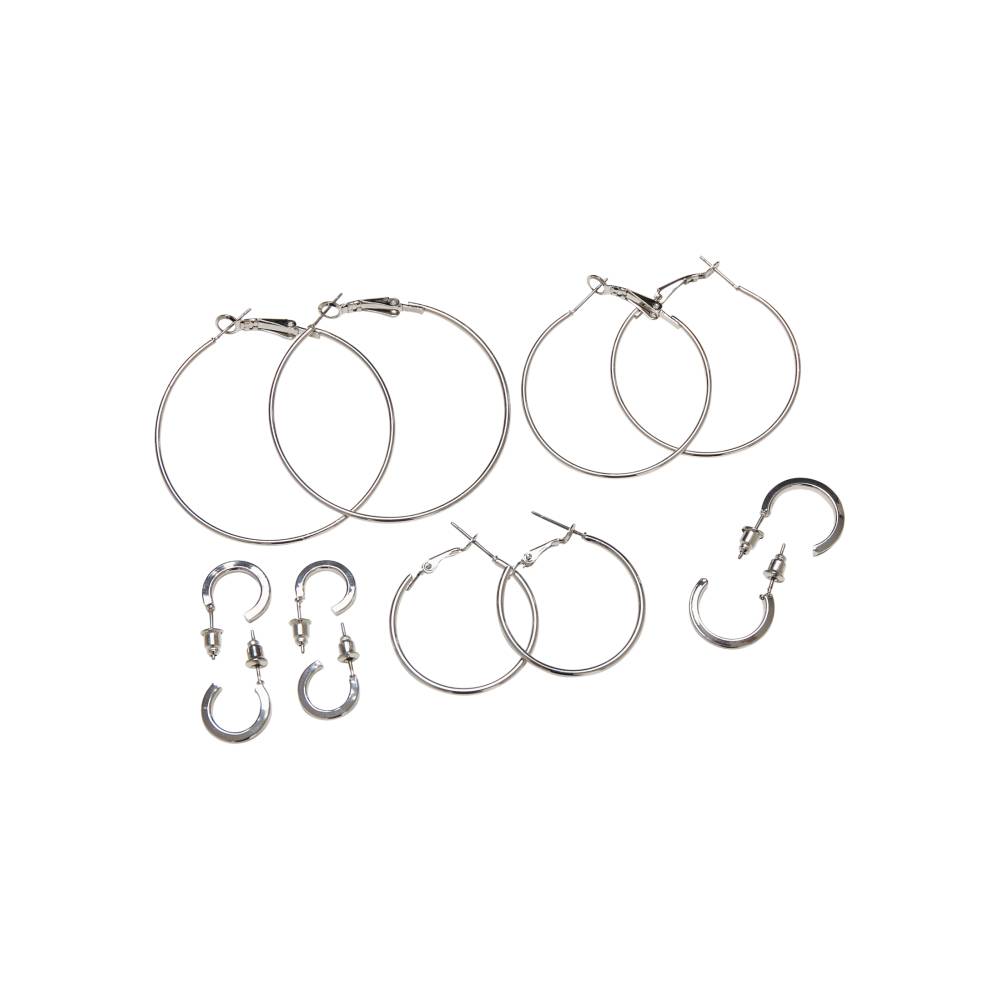 Urban Classics - Basic Hoop Earrings 6Pack Ohrringe - Silberfarben
